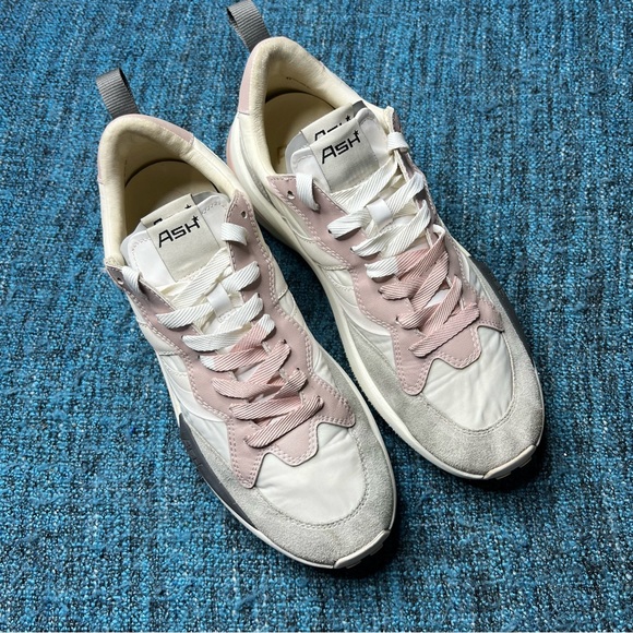 Ash Spider Double Tongue Chunky Sneakers in White Pink Grey - Picture 2 of 10